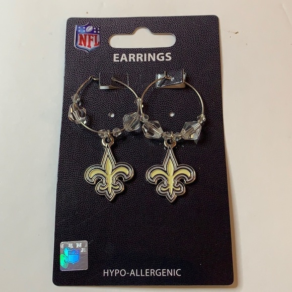 NFL Jewelry - New Orleans Saints Hoop Earrings NFL Logo NWT